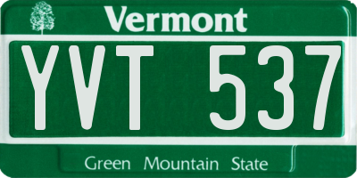 VT license plate YVT537
