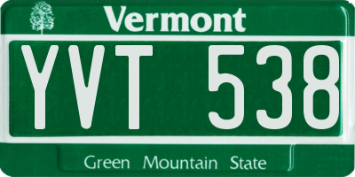 VT license plate YVT538