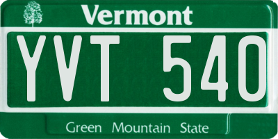 VT license plate YVT540
