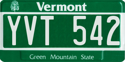 VT license plate YVT542