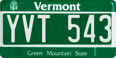 VT license plate YVT543