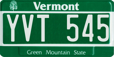 VT license plate YVT545