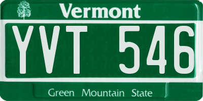 VT license plate YVT546