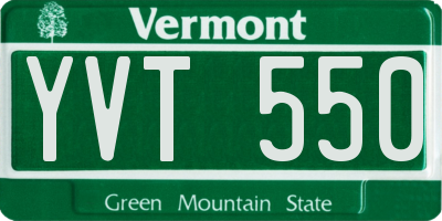 VT license plate YVT550