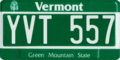 VT license plate YVT557