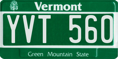 VT license plate YVT560