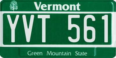VT license plate YVT561