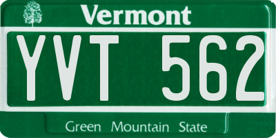 VT license plate YVT562