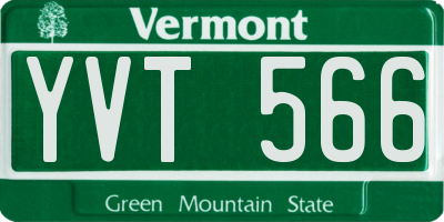 VT license plate YVT566