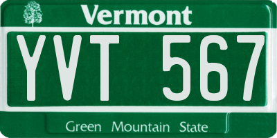 VT license plate YVT567
