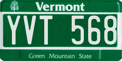 VT license plate YVT568