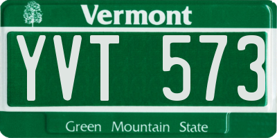 VT license plate YVT573