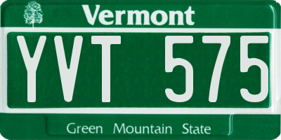 VT license plate YVT575