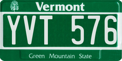 VT license plate YVT576