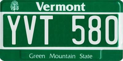 VT license plate YVT580
