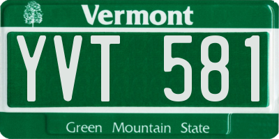 VT license plate YVT581