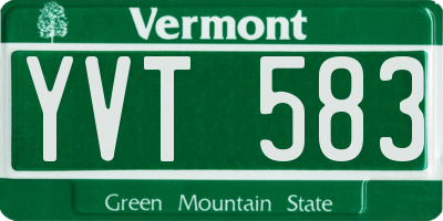VT license plate YVT583