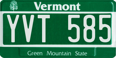 VT license plate YVT585