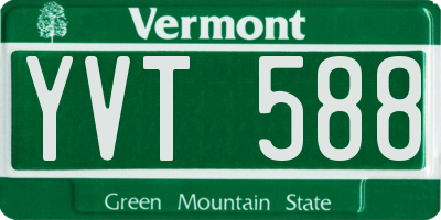 VT license plate YVT588