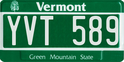 VT license plate YVT589