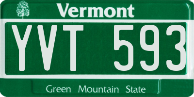 VT license plate YVT593