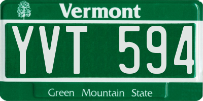VT license plate YVT594