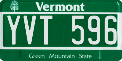 VT license plate YVT596