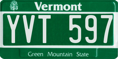 VT license plate YVT597