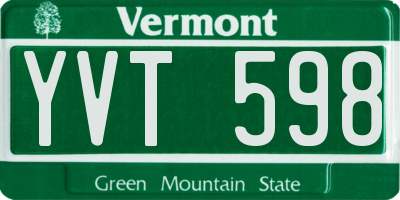 VT license plate YVT598