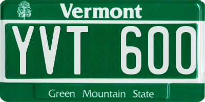 VT license plate YVT600