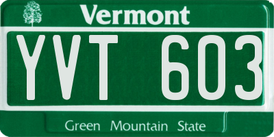 VT license plate YVT603