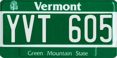 VT license plate YVT605