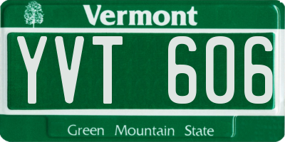 VT license plate YVT606