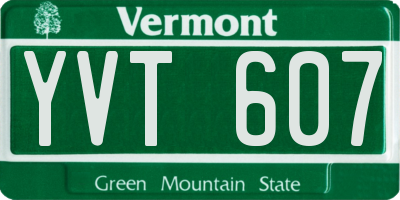 VT license plate YVT607