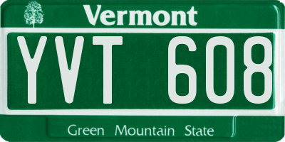 VT license plate YVT608