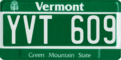 VT license plate YVT609