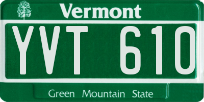 VT license plate YVT610