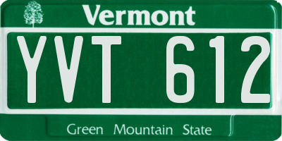 VT license plate YVT612