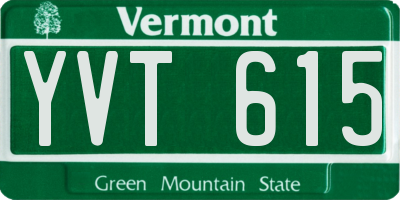 VT license plate YVT615