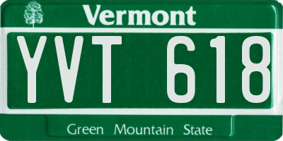 VT license plate YVT618