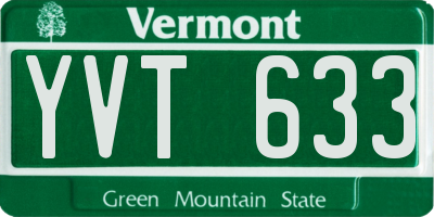 VT license plate YVT633