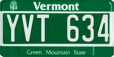 VT license plate YVT634