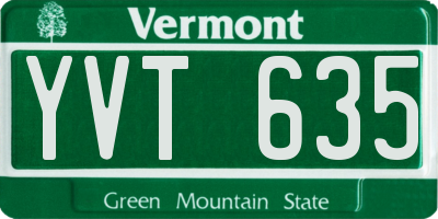 VT license plate YVT635