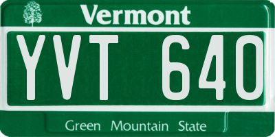 VT license plate YVT640