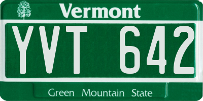 VT license plate YVT642