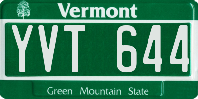 VT license plate YVT644