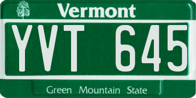 VT license plate YVT645