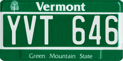 VT license plate YVT646