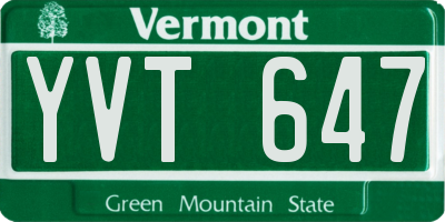 VT license plate YVT647
