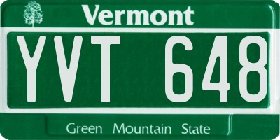 VT license plate YVT648